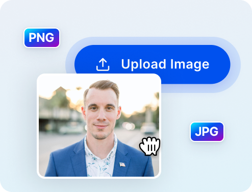 Upload a photo to generate passport-sized versions
